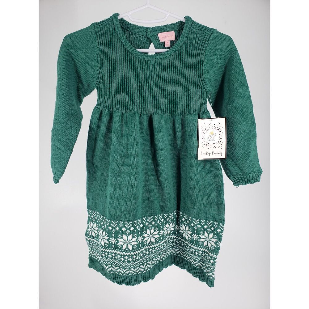 Lucky Penny Green Knit Dress Girls Size 4
